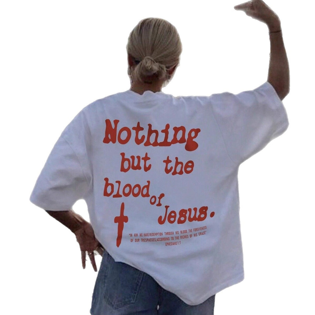 Damens oversized t-shirt med kreativ text och avslappnad passform Mirla-Eva Jonsson