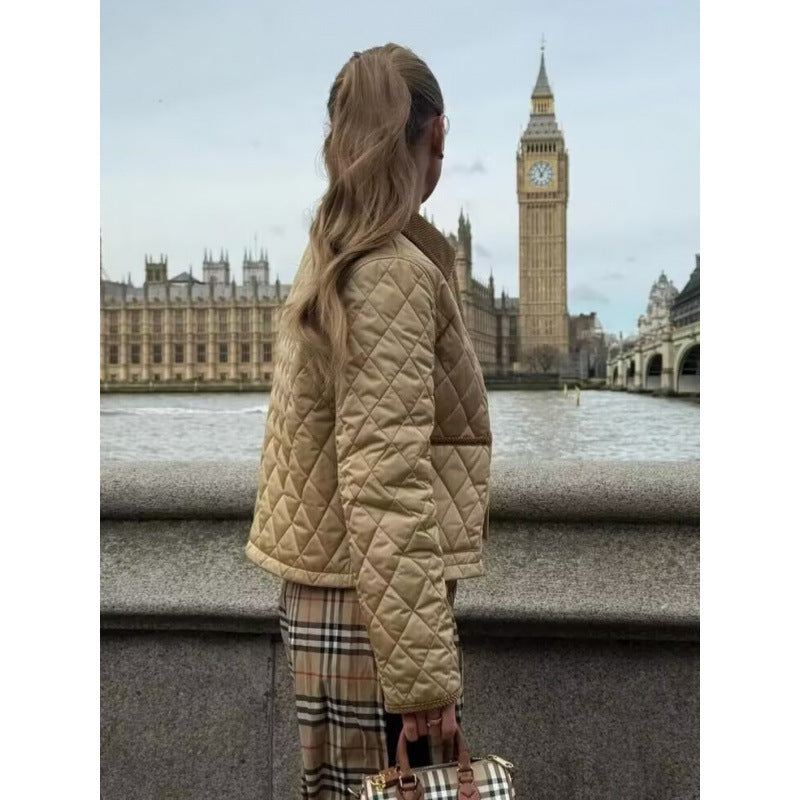 Damens quiltad övergångsjacka med kordkrage och praktiska fickor Eva Jonsson-Eva Jonsson