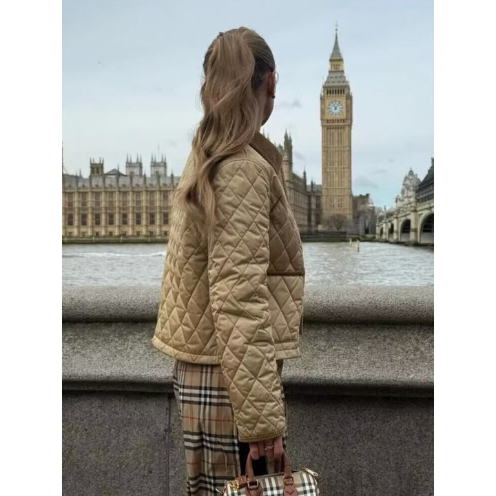 Damens quiltad övergångsjacka med kordkrage och praktiska fickor Eva Jonsson-Eva Jonsson