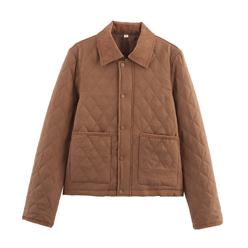 Damens quiltad övergångsjacka med kordkrage och praktiska fickor Eva Jonsson-Eva Jonsson