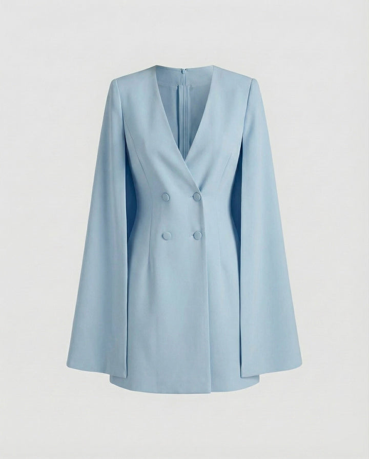 Damens snittad Cape-blazer klänning med dubbelknäppning-Eva Jonsson