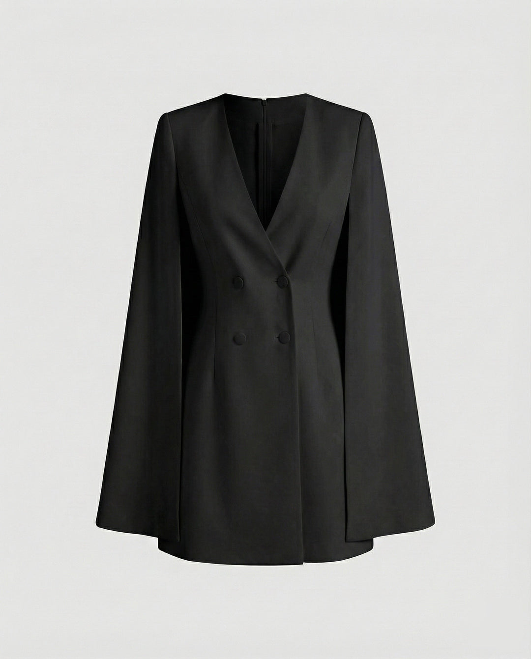 Damens snittad Cape-blazer klänning med dubbelknäppning-Eva Jonsson
