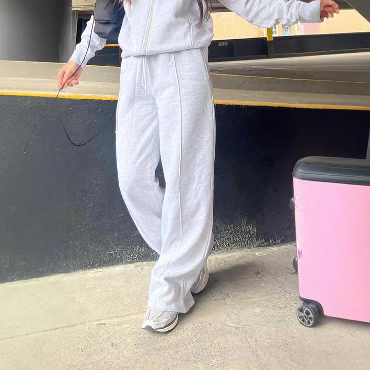 Damens sportiga fritidsbyxor med vida ben och bekväm elastisk midja Mirla-Eva Jonsson