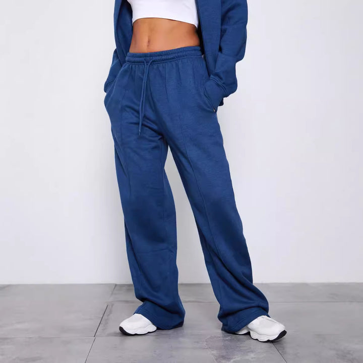 Damens sportiga fritidsbyxor med vida ben och bekväm elastisk midja Mirla-Eva Jonsson