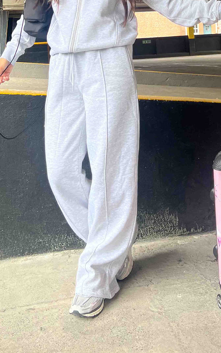 Damens sportiga fritidsbyxor med vida ben och bekväm elastisk midja Mirla-Eva Jonsson