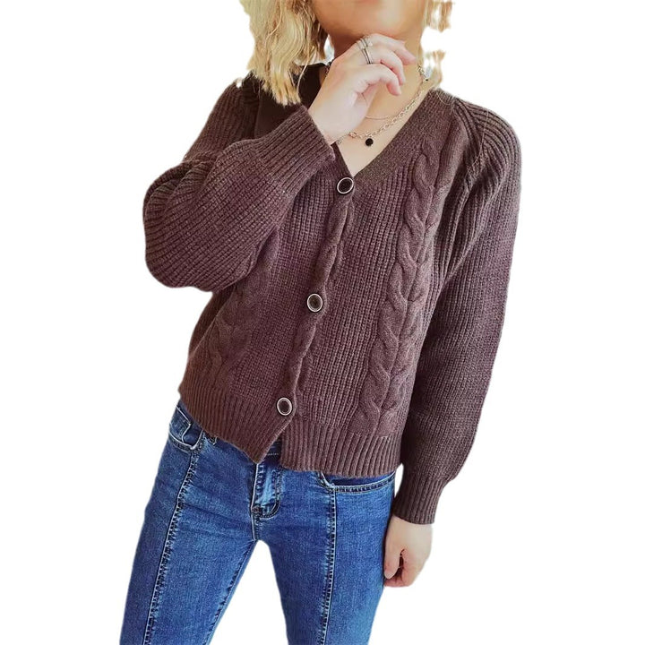 Damens stickad jacka med flätdesign och bekväma knappdetaljer Eva Jonsson-Eva Jonsson