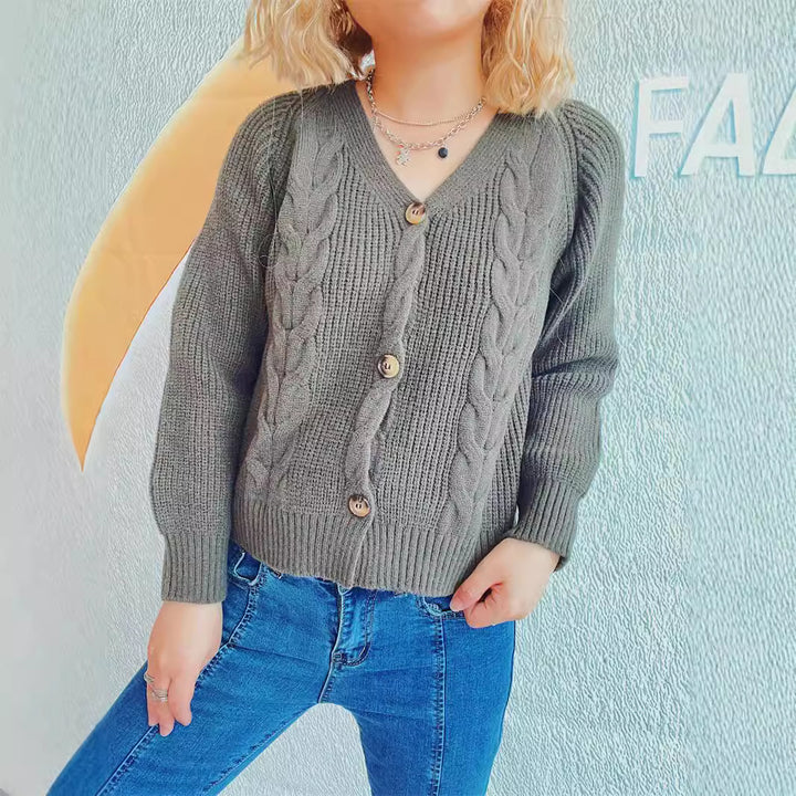 Damens stickad jacka med flätdesign och bekväma knappdetaljer Eva Jonsson-Eva Jonsson