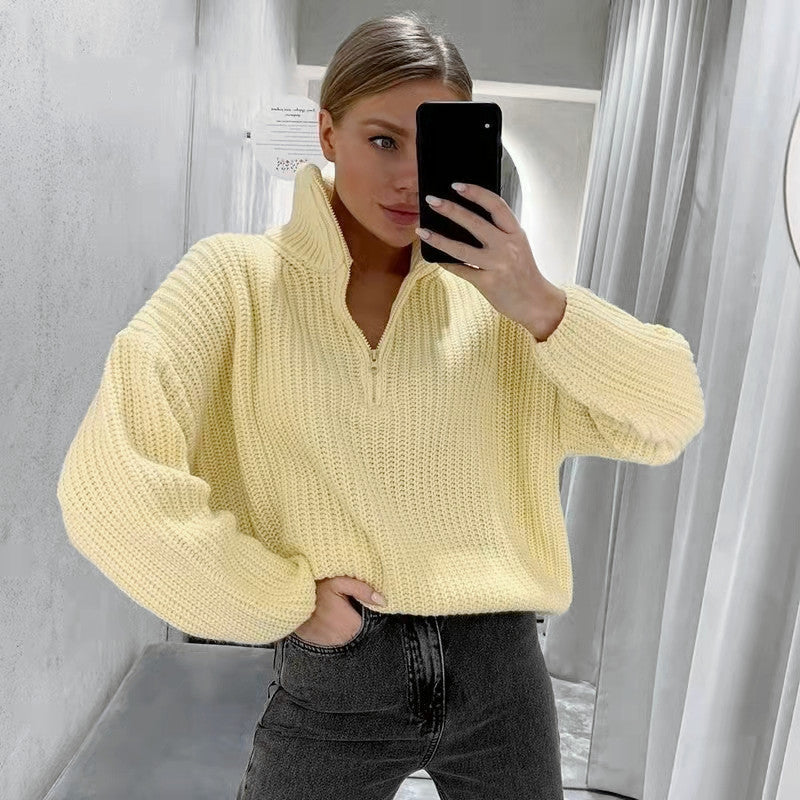 Damens stickad tröja med ståkrage Mirla-Eva Jonsson