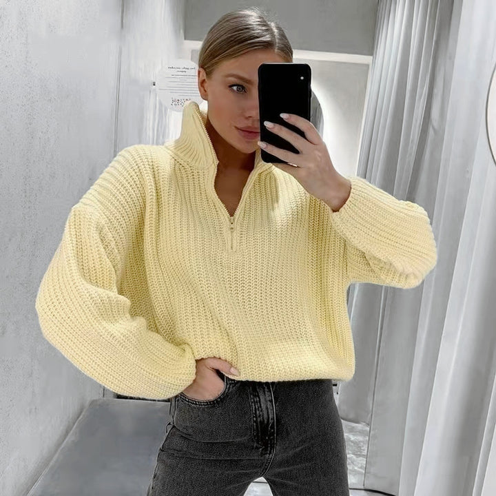 Damens stickad tröja med ståkrage Mirla-Eva Jonsson