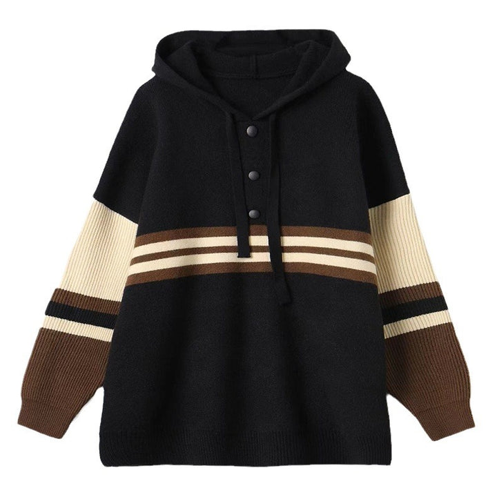 Damens stiliga hoodie med dekorativt randmönster Mirla-Eva Jonsson