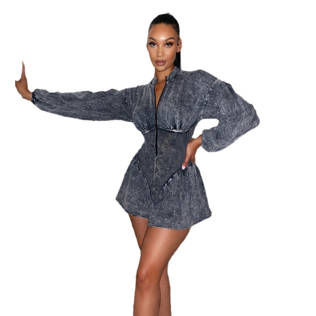 Damens stiliga wrap jumpsuit med puffärmar Mirla-Eva Jonsson