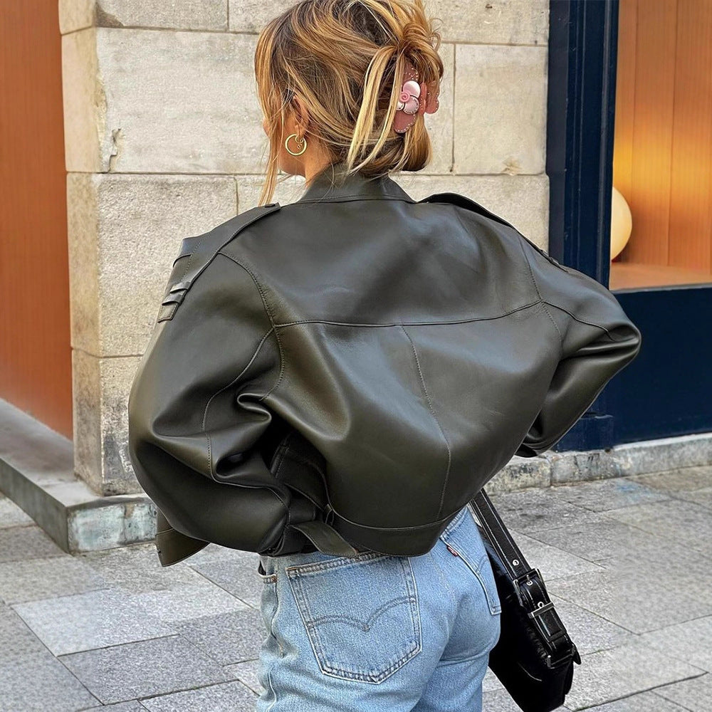 Damens trendiga Bikerjacka i högkvalitativt läder Mirla-Eva Jonsson
