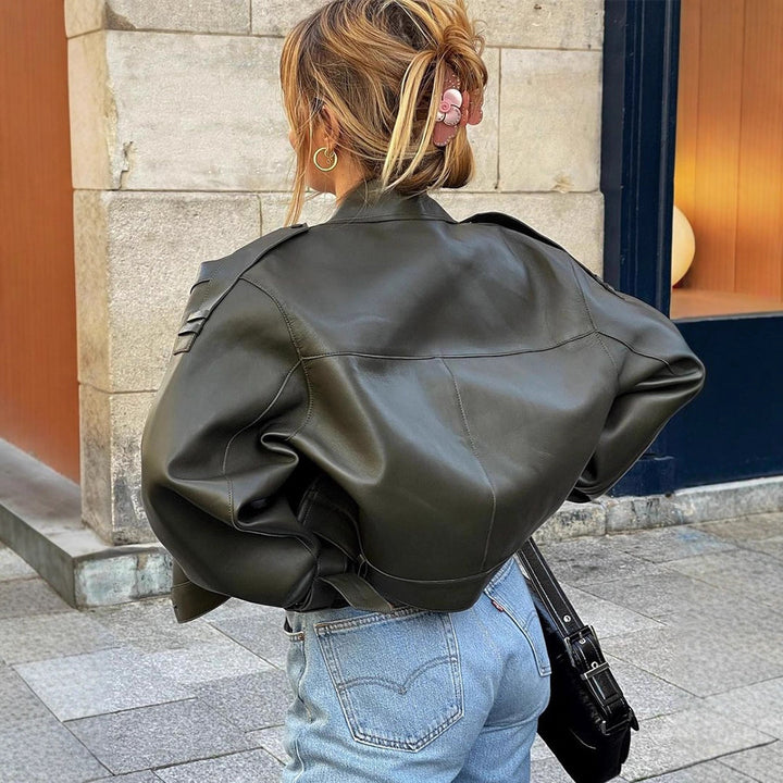 Damens trendiga Bikerjacka i högkvalitativt läder Mirla-Eva Jonsson