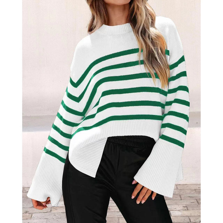 Damens trendiga oversized tröja med randmönster Eva Jonsson-Eva Jonsson