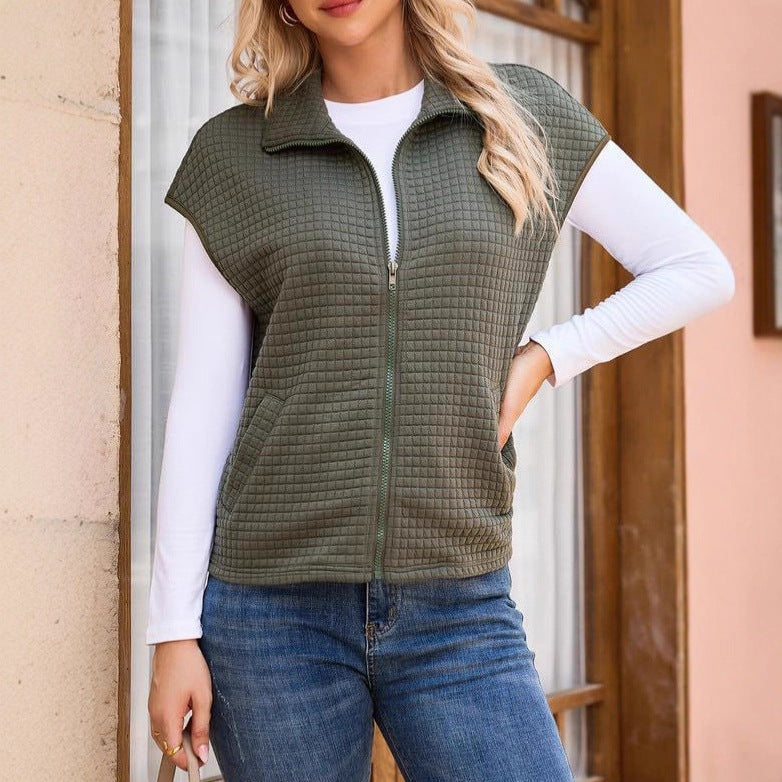 Damens vändbar väst med strukturerat material och sidofickor Mirla-Eva Jonsson