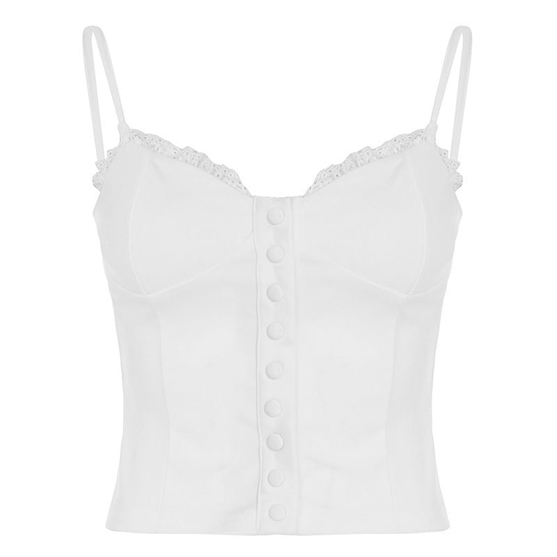 Damenshirt mit Spitzenbesatz und dekorativen Knopfdetails Mirla-Eva Jonsson