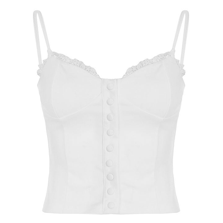 Damenshirt mit Spitzenbesatz und dekorativen Knopfdetails Mirla-Eva Jonsson