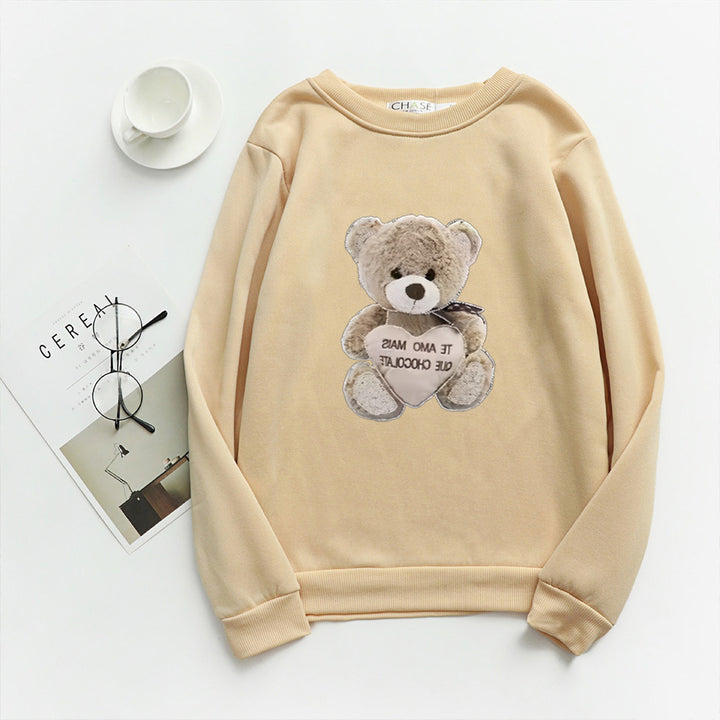 Damensweatshirt med broderad björnmotiv Mirla-Eva Jonsson