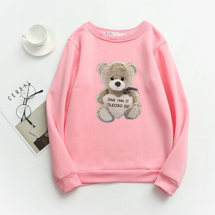 Damensweatshirt med broderad björnmotiv Mirla-Eva Jonsson