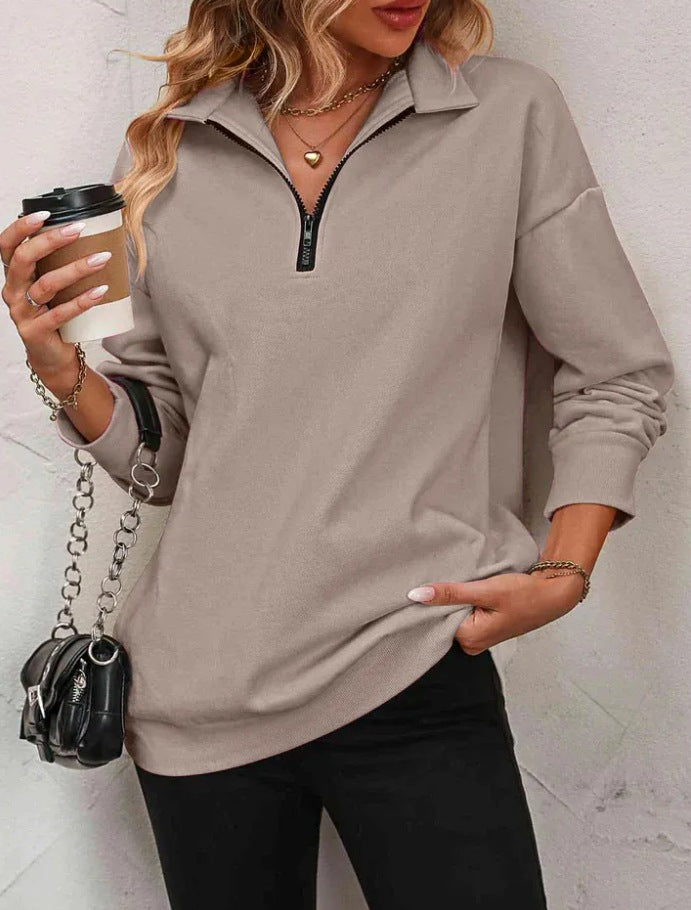 Damensweatshirt med halv dragkedja Mirla-Eva Jonsson