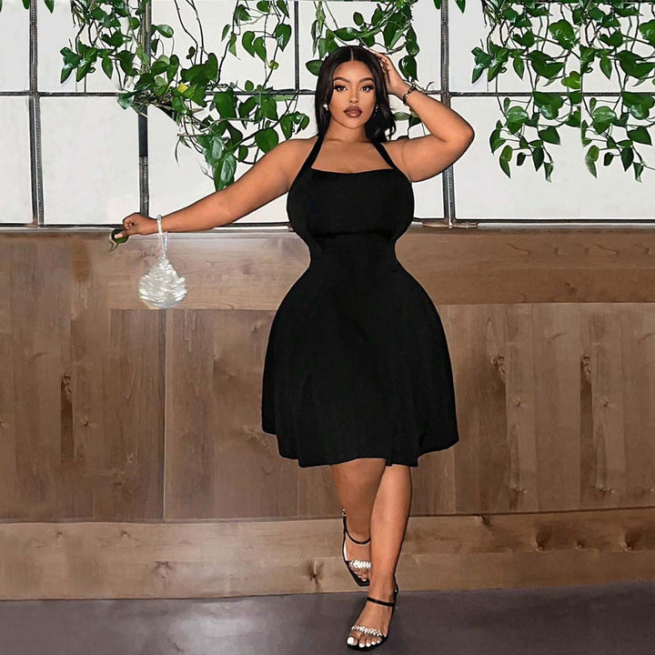 Damer A-linje fritidsklänning med off-shoulder design och svängande kjol Mirla-Eva Jonsson