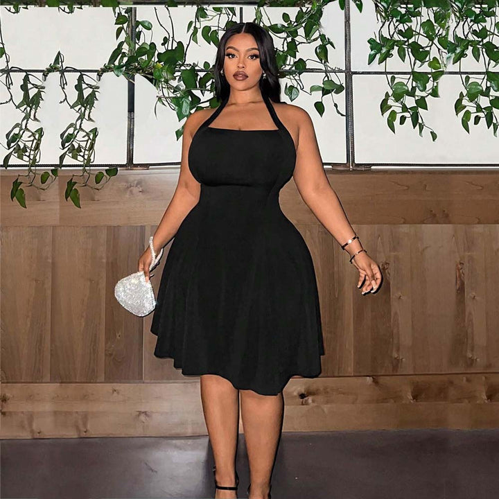 Damer A-linje fritidsklänning med off-shoulder design och svängande kjol Mirla-Eva Jonsson