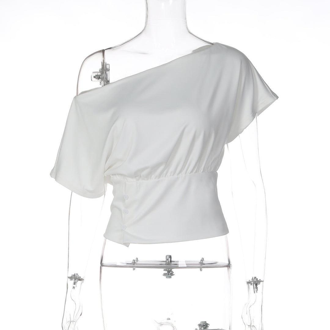 Damer Asymmetrisk Blusenshirt med raffinerade draperingar Mirla-Eva Jonsson