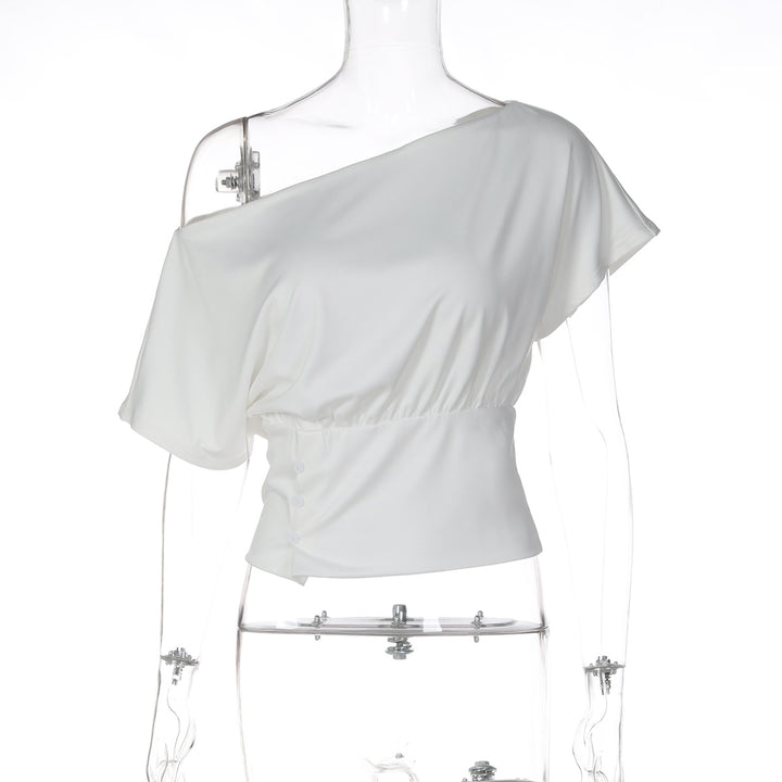Damer Asymmetrisk Blusenshirt med raffinerade draperingar Mirla-Eva Jonsson