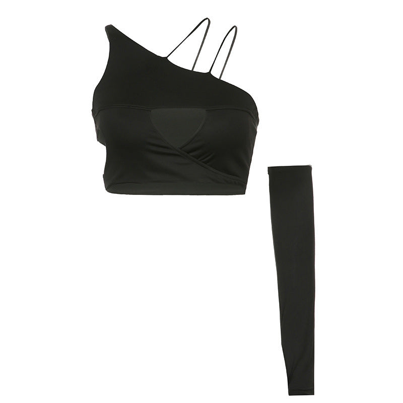 Damer Asymmetrisk Crop-Top med Cut-Out-detaljer och Elegant Design Mirla-Eva Jonsson