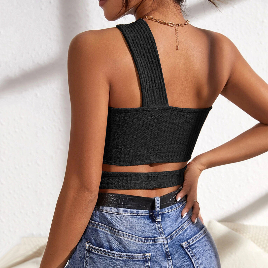 Damer Asymmetrisk Crop-Top med Innovativt Cut-Out Mirla-Eva Jonsson