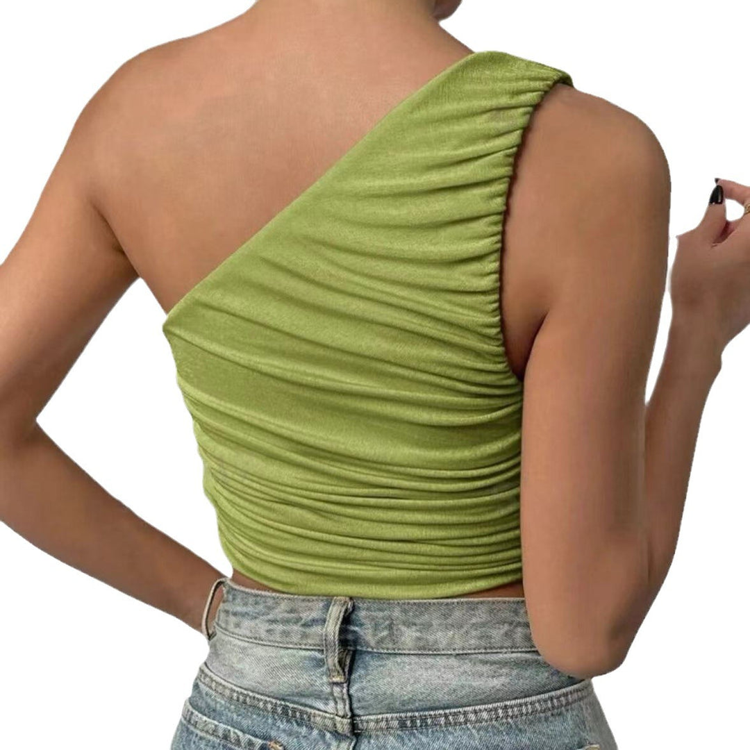Damer Asymmetrisk Crop-Top med Rynkdetaljer Mirla-Eva Jonsson