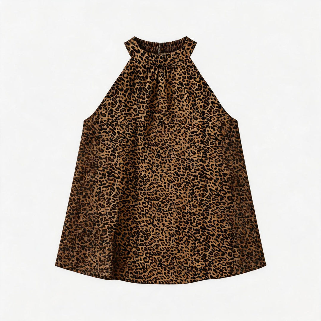 Damer Asymmetrisk Halterneck-top med leopardmönster Mirla-Eva Jonsson