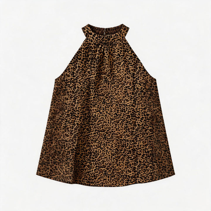 Damer Asymmetrisk Halterneck-top med leopardmönster Mirla-Eva Jonsson