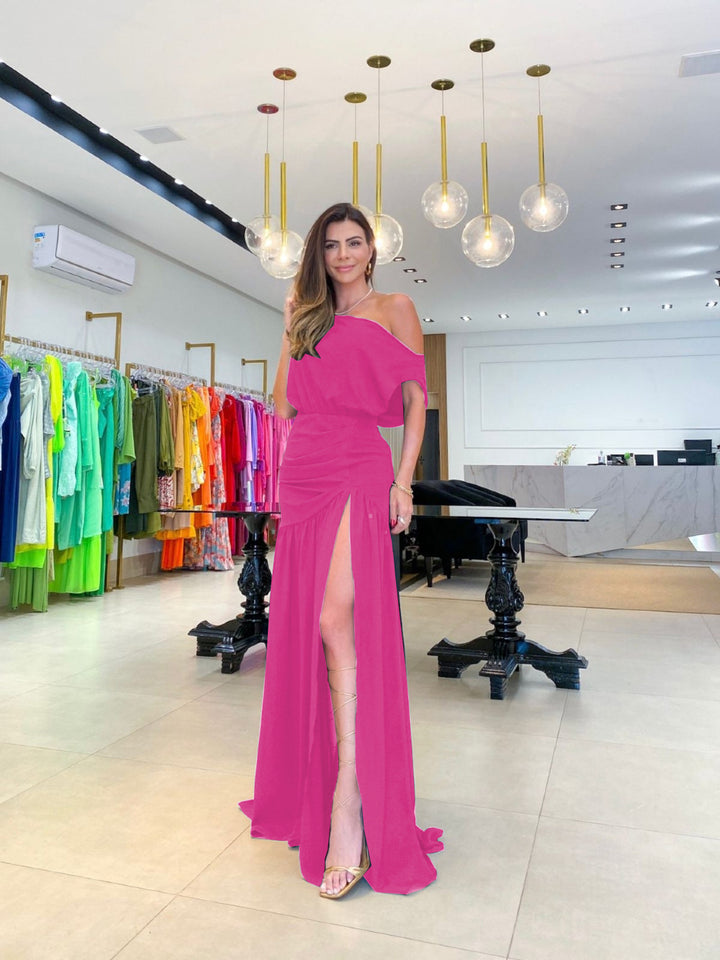 Damer Asymmetrisk Maxikjol med Slits och Off-Shoulder Design Mirla-Eva Jonsson