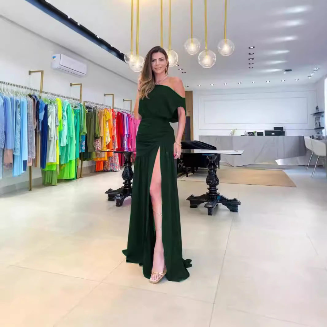 Damer Asymmetrisk Maxikjol med Slits och Off-Shoulder Design Mirla-Eva Jonsson