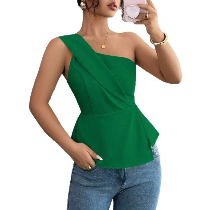 Damer Asymmetrisk Peplum-top med drapering Mirla-Eva Jonsson