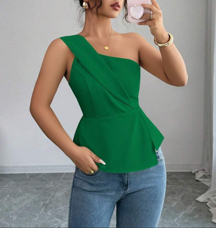 Damer Asymmetrisk Peplum-top med drapering Mirla-Eva Jonsson