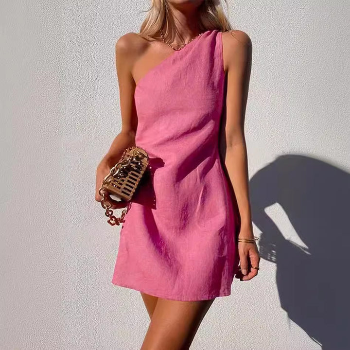 Damer Asymmetrisk Sommarklänning med snygg One-Shoulder Design Mirla-Eva Jonsson