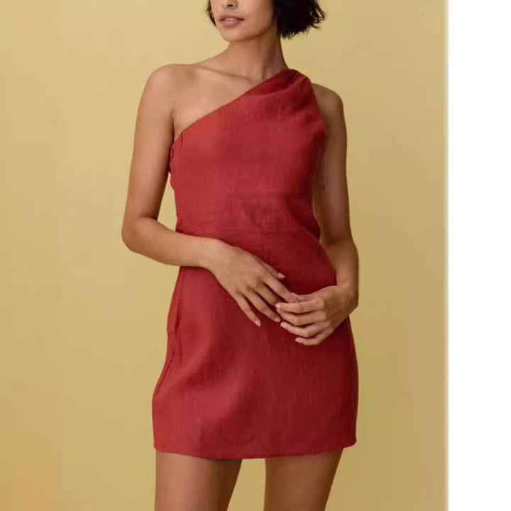 Damer Asymmetrisk Sommarklänning med snygg One-Shoulder Design Mirla-Eva Jonsson