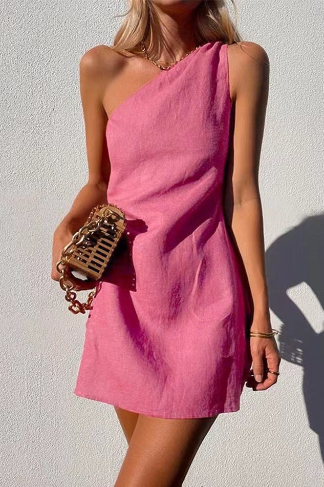 Damer Asymmetrisk Sommarklänning med snygg One-Shoulder Design Mirla-Eva Jonsson