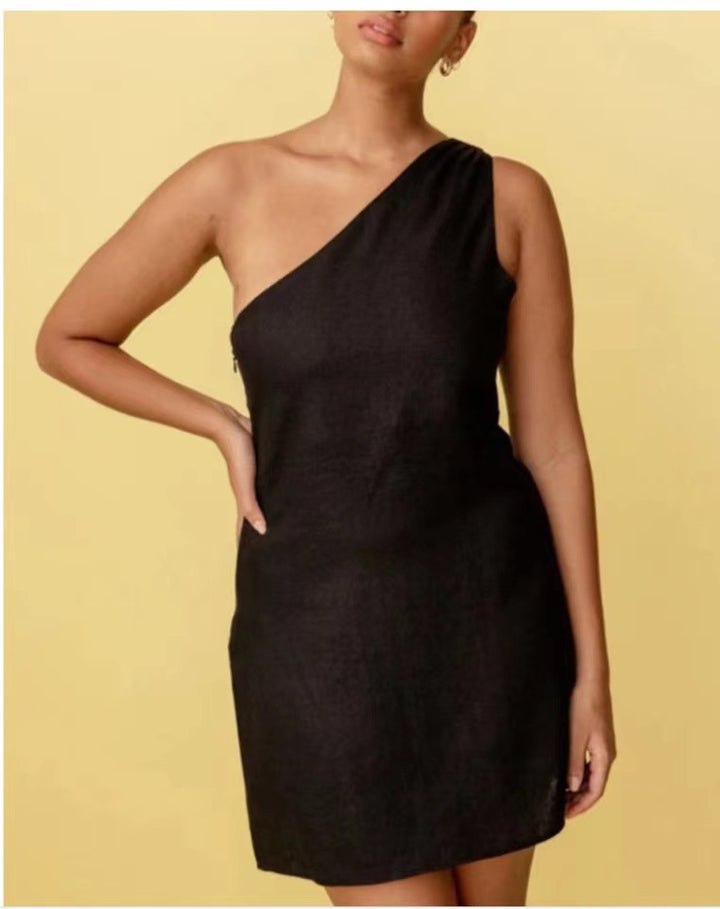 Damer Asymmetrisk Sommarklänning med snygg One-Shoulder Design Mirla-Eva Jonsson