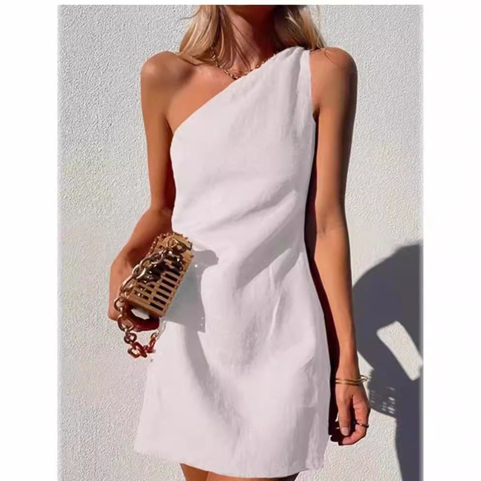 Damer Asymmetrisk Sommarklänning med snygg One-Shoulder Design Mirla-Eva Jonsson