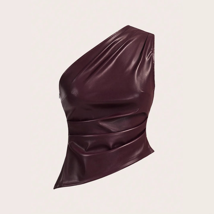 Damer Asymmetrisk topp i högkvalitativt läderimitat Mirla-Eva Jonsson