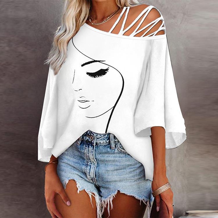 Damer Asymmetrisk topp med grafisk design Mirla-Eva Jonsson