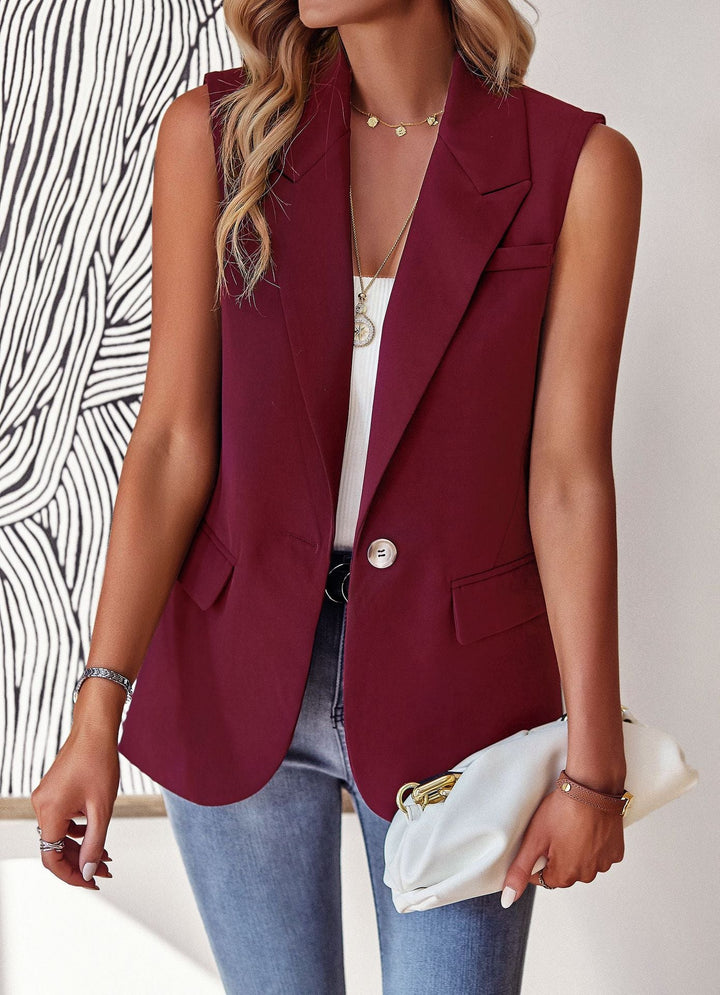 Damer Avslappnad Blazer Utan Ärmar med Figurpassande Snitt och Eleganta Fickor Mirla-Eva Jonsson