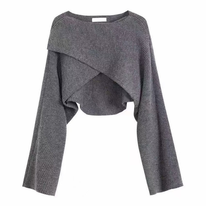Damer Avslappnad Cropped Tröja med Asymmetrisk Skärning och Strukturerad Yta Mirla-Eva Jonsson