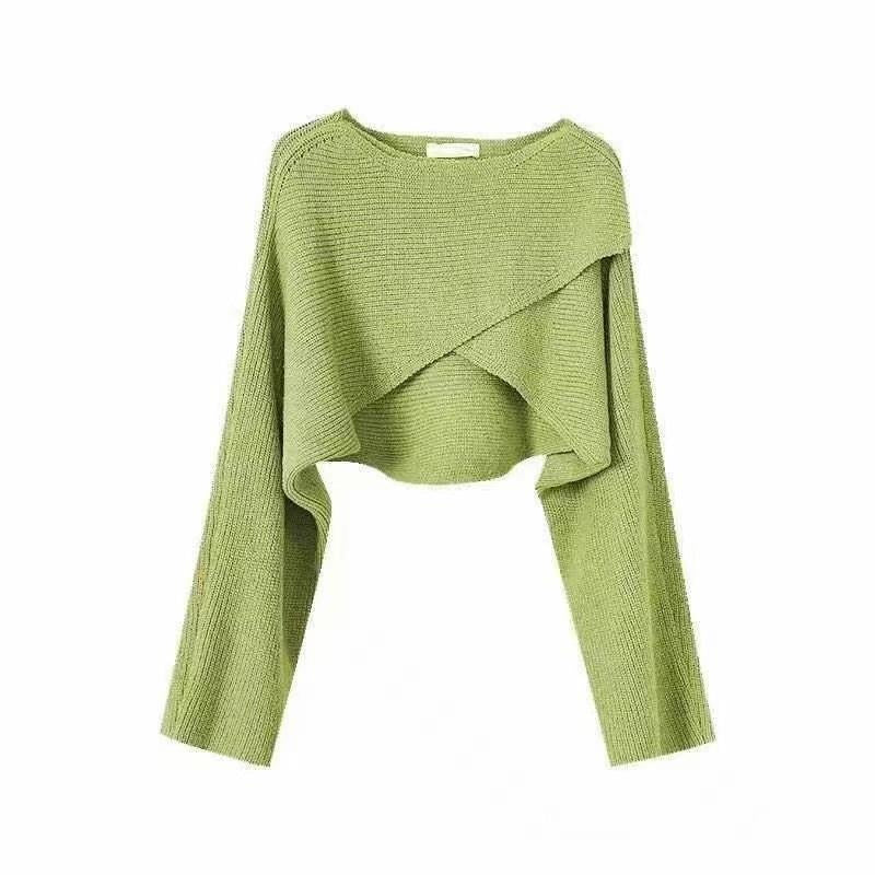 Damer Avslappnad Cropped Tröja med Asymmetrisk Skärning och Strukturerad Yta Mirla-Eva Jonsson