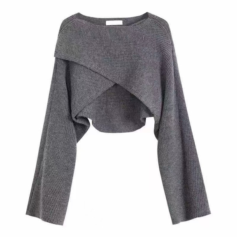 Damer Avslappnad Cropped Tröja med Asymmetrisk Skärning och Strukturerad Yta Mirla-Eva Jonsson