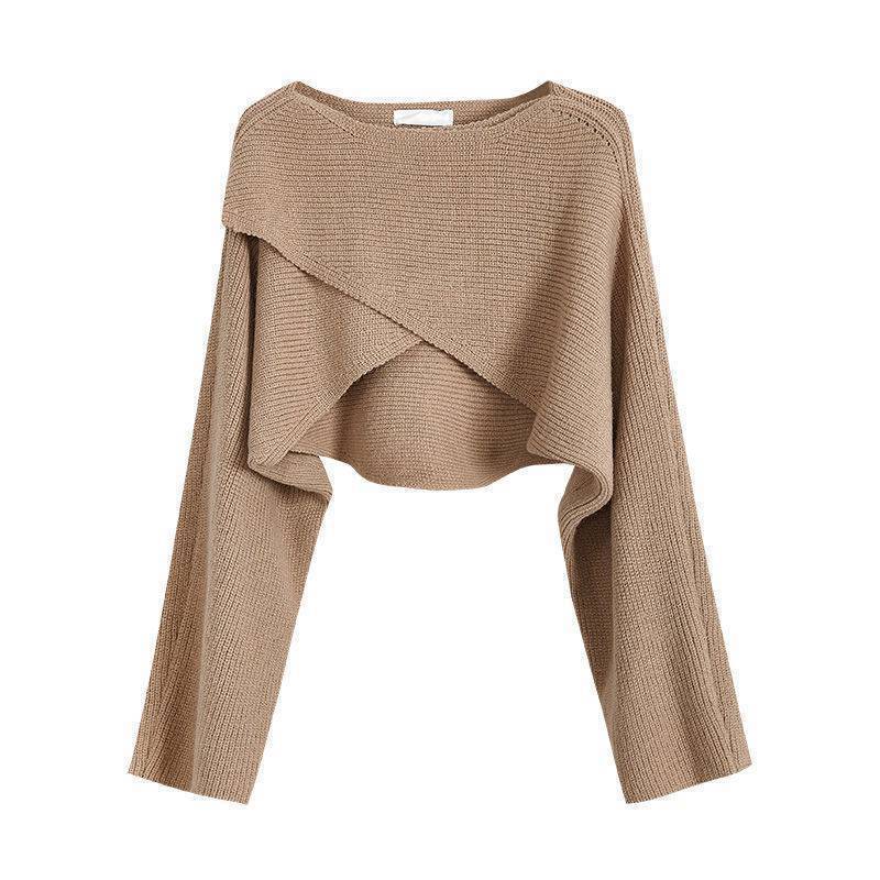 Damer Avslappnad Cropped Tröja med Asymmetrisk Skärning och Strukturerad Yta Mirla-Eva Jonsson