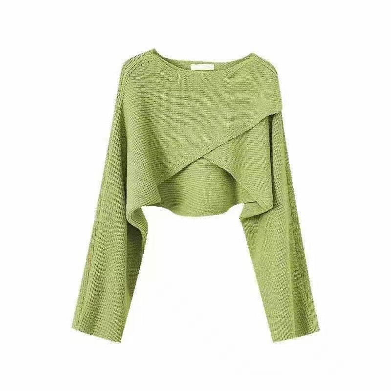 Damer Avslappnad Cropped Tröja med Asymmetrisk Skärning och Strukturerad Yta Mirla-Eva Jonsson